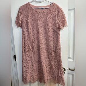 Verte Pink Lace Shift Dress - Medium
